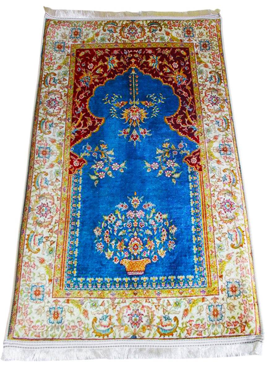 3 CM Süngerli Ortopedik Seccade - Lacivert Düz Lüks Kadife - Carpetella