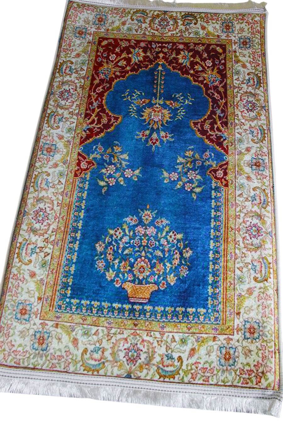 3 CM Süngerli Ortopedik Seccade - Lacivert Düz Lüks Kadife - Carpetella