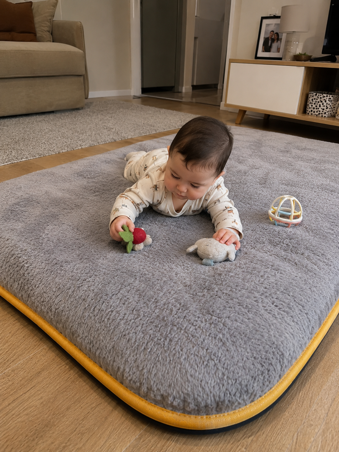 3 cm Süngerli Welsoft Bebek Oyun Matı | Kaymaz Taban Gri