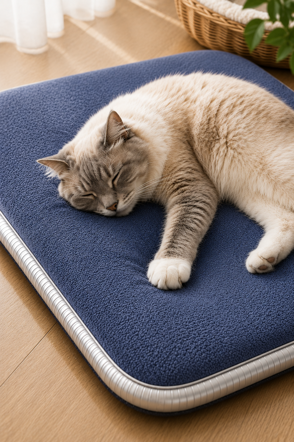 Visco Kedi Köpek Yatağı – 3 CM Hafızalı Sünger, Pati Dostu Lacivert Kumaş