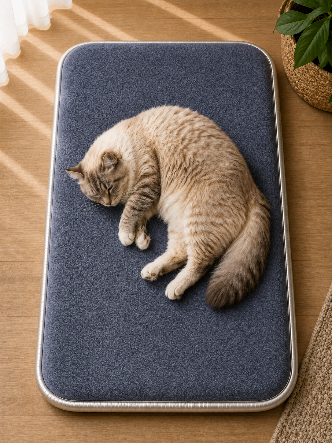 Visco Kedi Köpek Yatağı – 3 CM Hafızalı Sünger, Pati Dostu Lacivert Kumaş