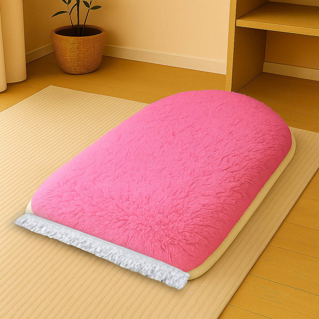 Düz Renk 3 CM Süngerli Peluş Seccade | Pembe Ortopedik 3cm Süngerli