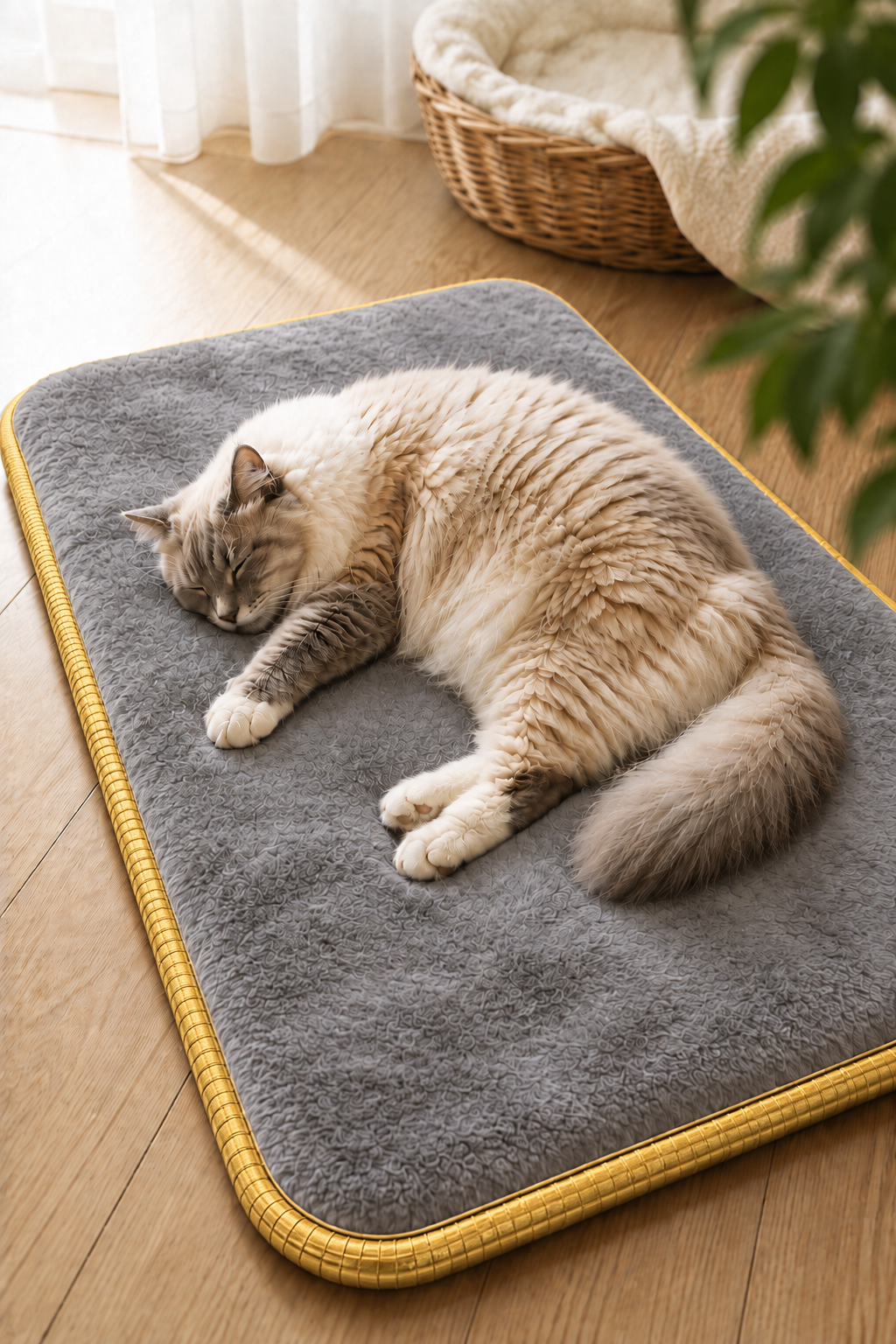 Visco Kedi Köpek Yatağı – 3 CM Hafızalı Sünger, Gri Welsoft Peluş