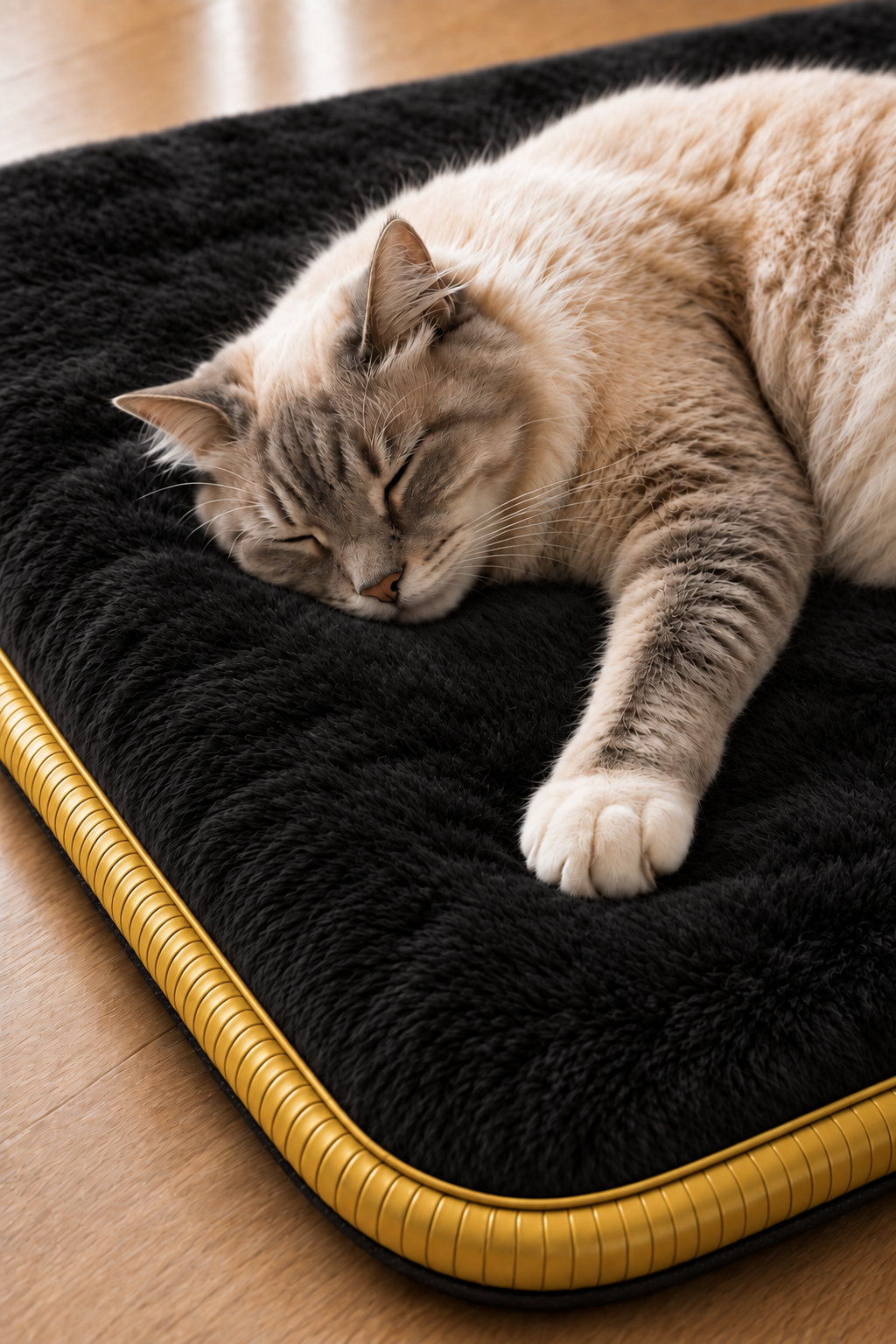 Visco Kedi Köpek Yatağı – 3 CM Hafızalı Sünger, Welsoft Siyah Peluş