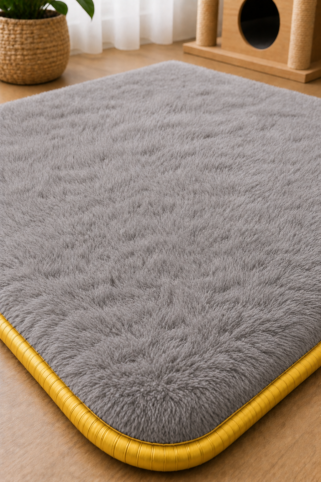 Visco Kedi Köpek Yatağı – 3 CM Hafızalı Sünger, Gri Welsoft Peluş