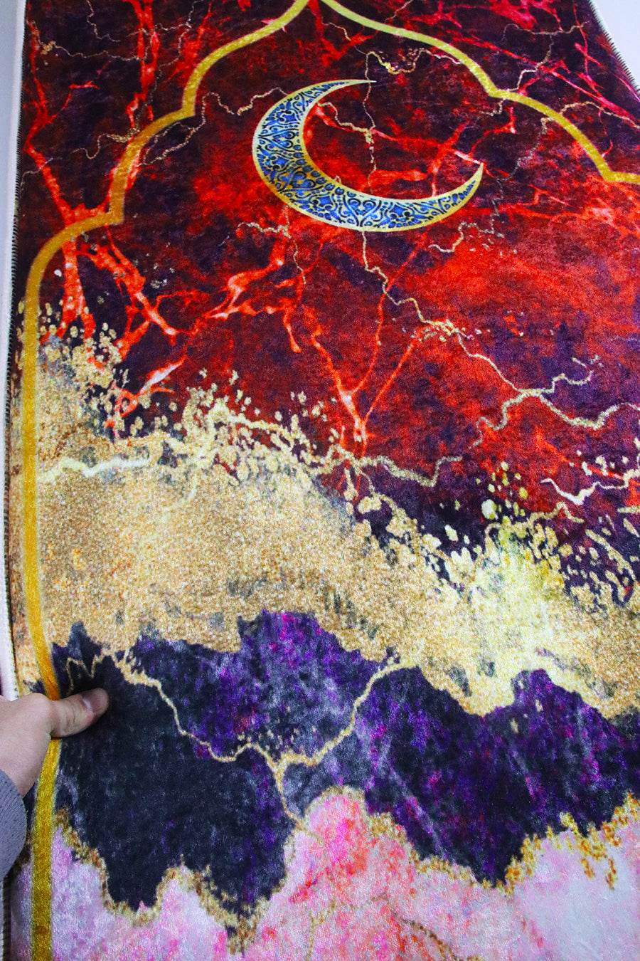 3 CM Süngerli Ortopedik Seccade - Kırmızı Gold Kaymaz Ortopedik Seccade - Carpetella