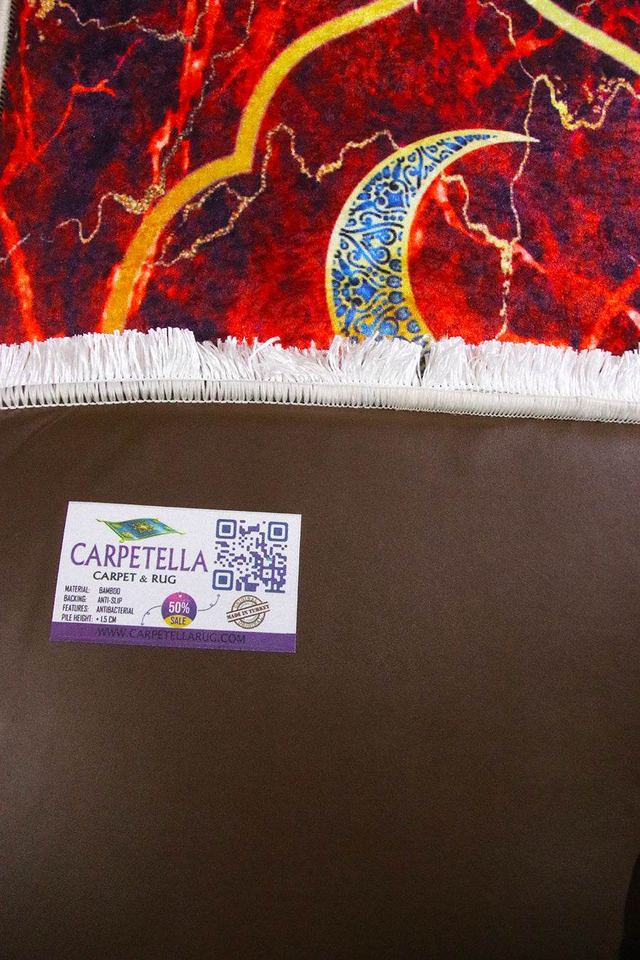 3 CM Süngerli Ortopedik Seccade - Kırmızı Gold Kaymaz Ortopedik Seccade - Carpetella