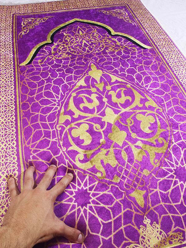 3 CM Süngerli Ortopedik Seccade - Mor Gold Desenli Kalın Süngerli Seccade - Carpetella