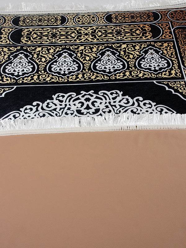 3 CM Süngerli Ortopedik Seccade - Gold Kabe Motifli Lüks Kadife - Carpetella