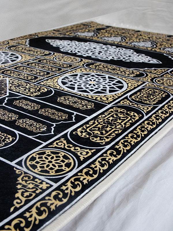 3 CM Süngerli Ortopedik Seccade - Gold Kabe Motifli Lüks Kadife - Carpetella