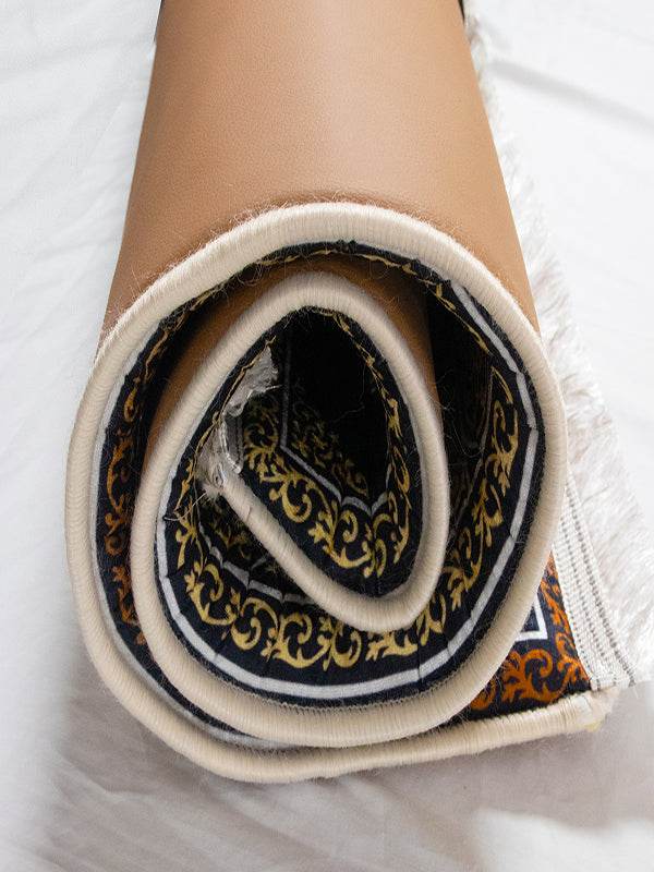 3 CM Süngerli Ortopedik Seccade - Gold Kabe Motifli Lüks Kadife - Carpetella