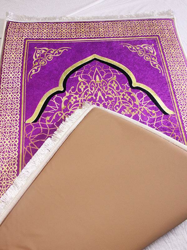 3 CM Süngerli Ortopedik Seccade - Mor Gold Desenli Kalın Süngerli Seccade - Carpetella