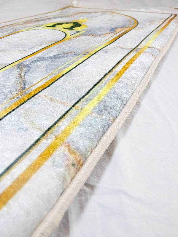 3 CM Süngerli Ortopedik Seccade - Mermer Gold Desenli Diz Dostu Seccade - Carpetella