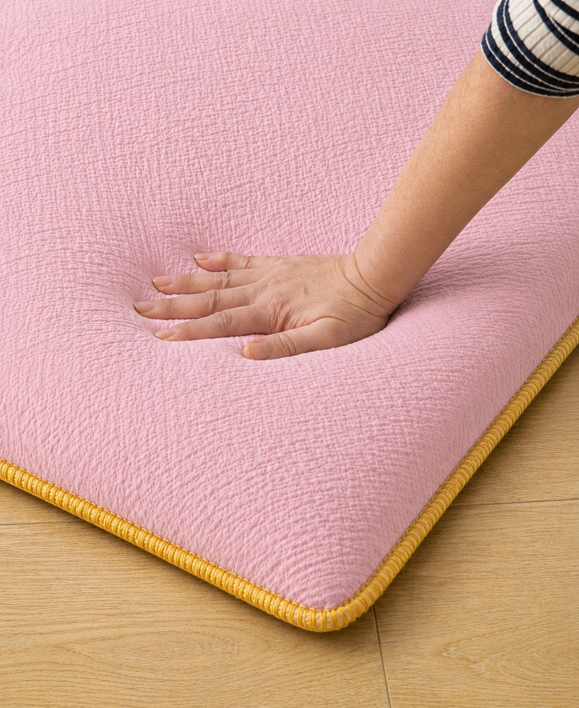 3 cm Süngerli Müslin Bebek Oyun Matı – Kaymaz Tabanlı Pamuk Pembe