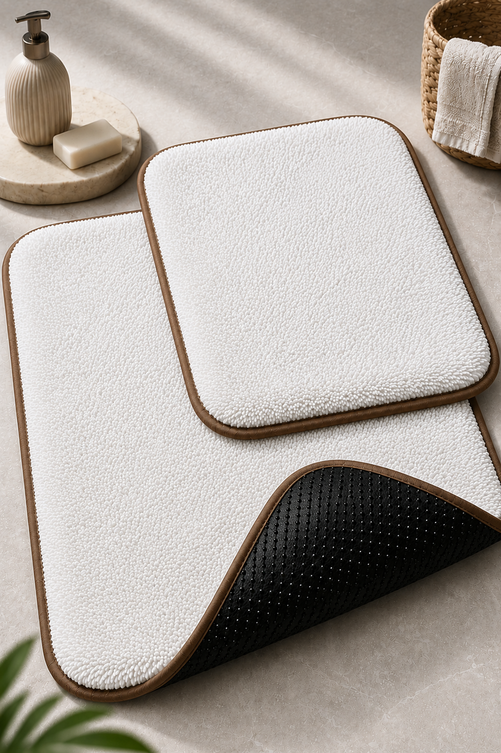 Kaydırmaz Banyo Paspası Seti - 2'li Peluş Banyo Halısı