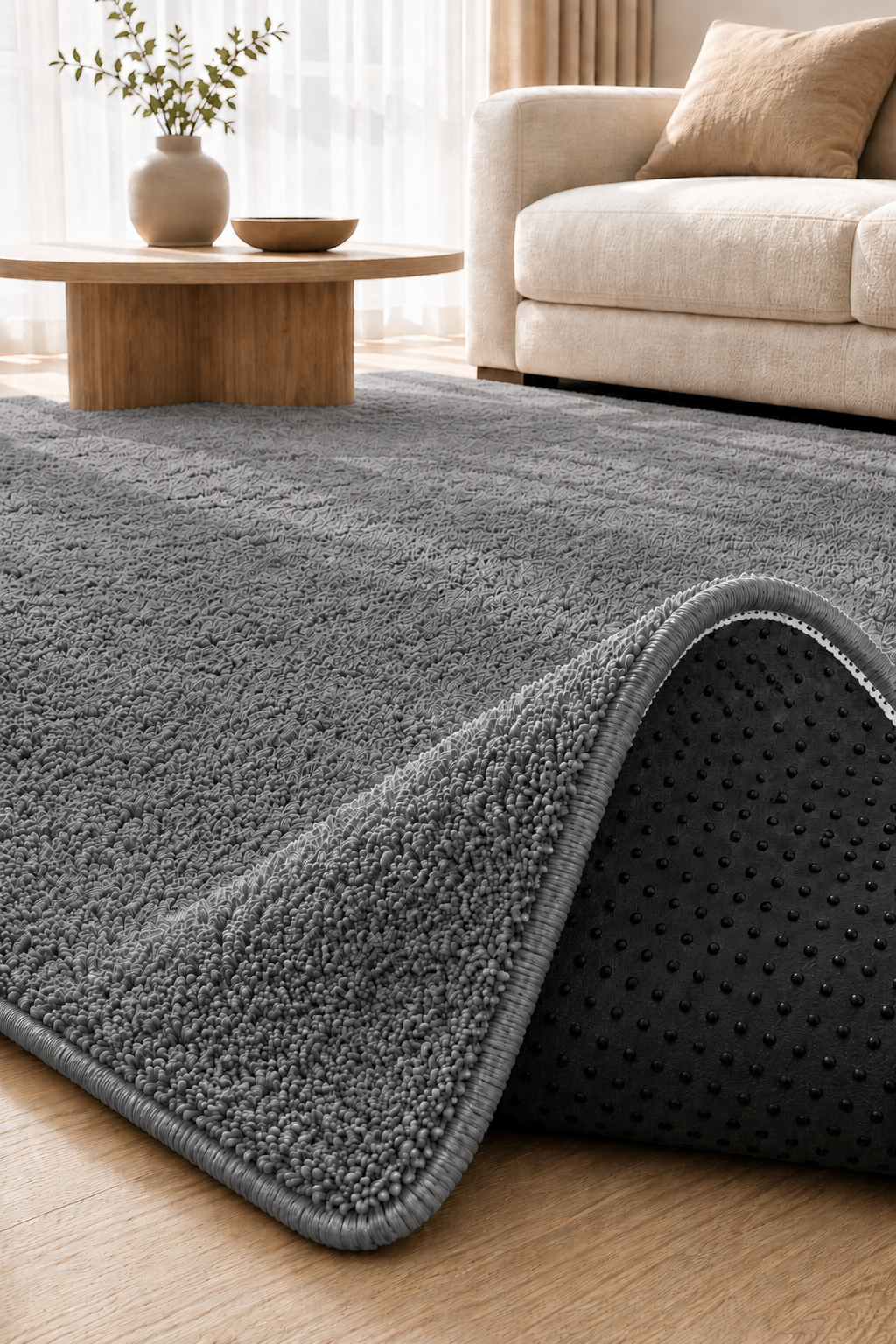 Peluş Kaydırmaz Halı | Salon, Yatak Odası ve Oturma Odası Halısı Gri