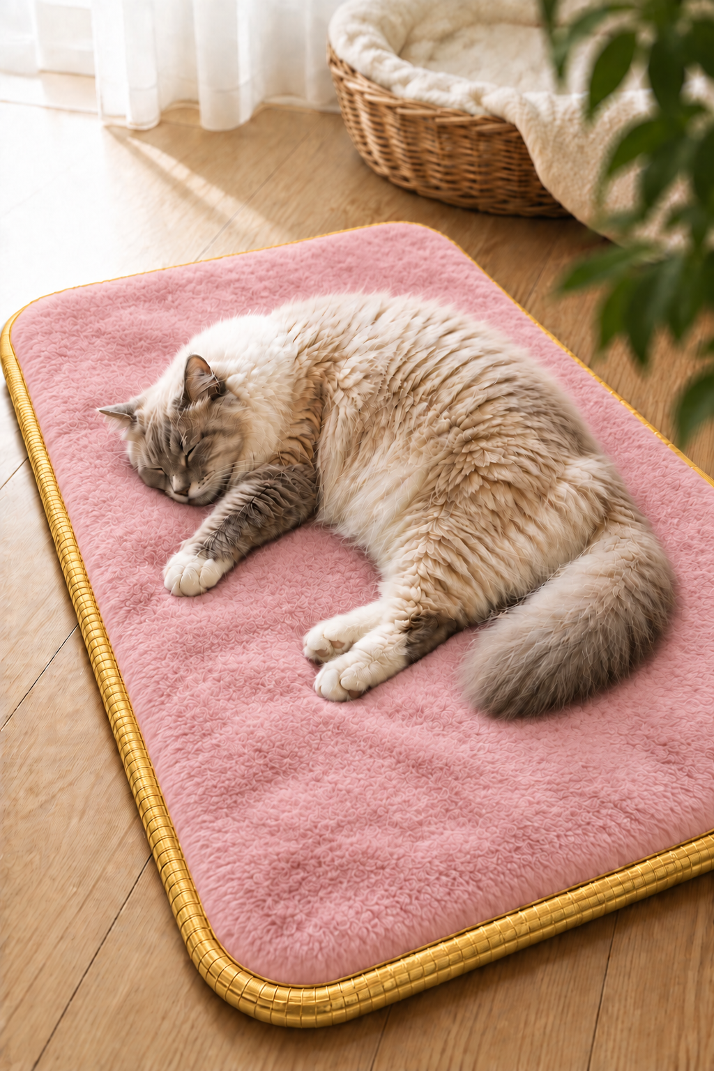 Visco Kedi Köpek Yatağı – 3 CM Hafızalı Sünger, Welsoft Pembe Peluş