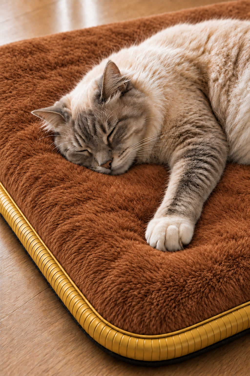 Visco Kedi Köpek Yatağı – 3 CM Hafızalı Sünger, Kahverengi Welsoft Peluş