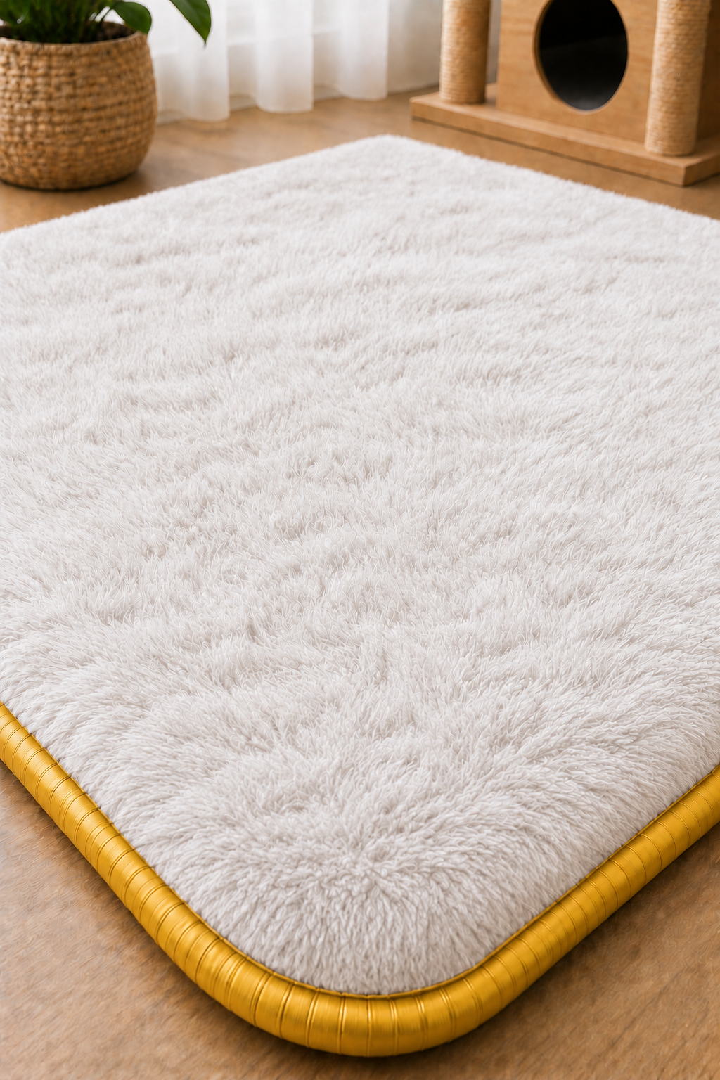 Visco Kedi Köpek Yatağı – 3 CM Hafızalı Sünger, Beyaz Welsoft Peluş