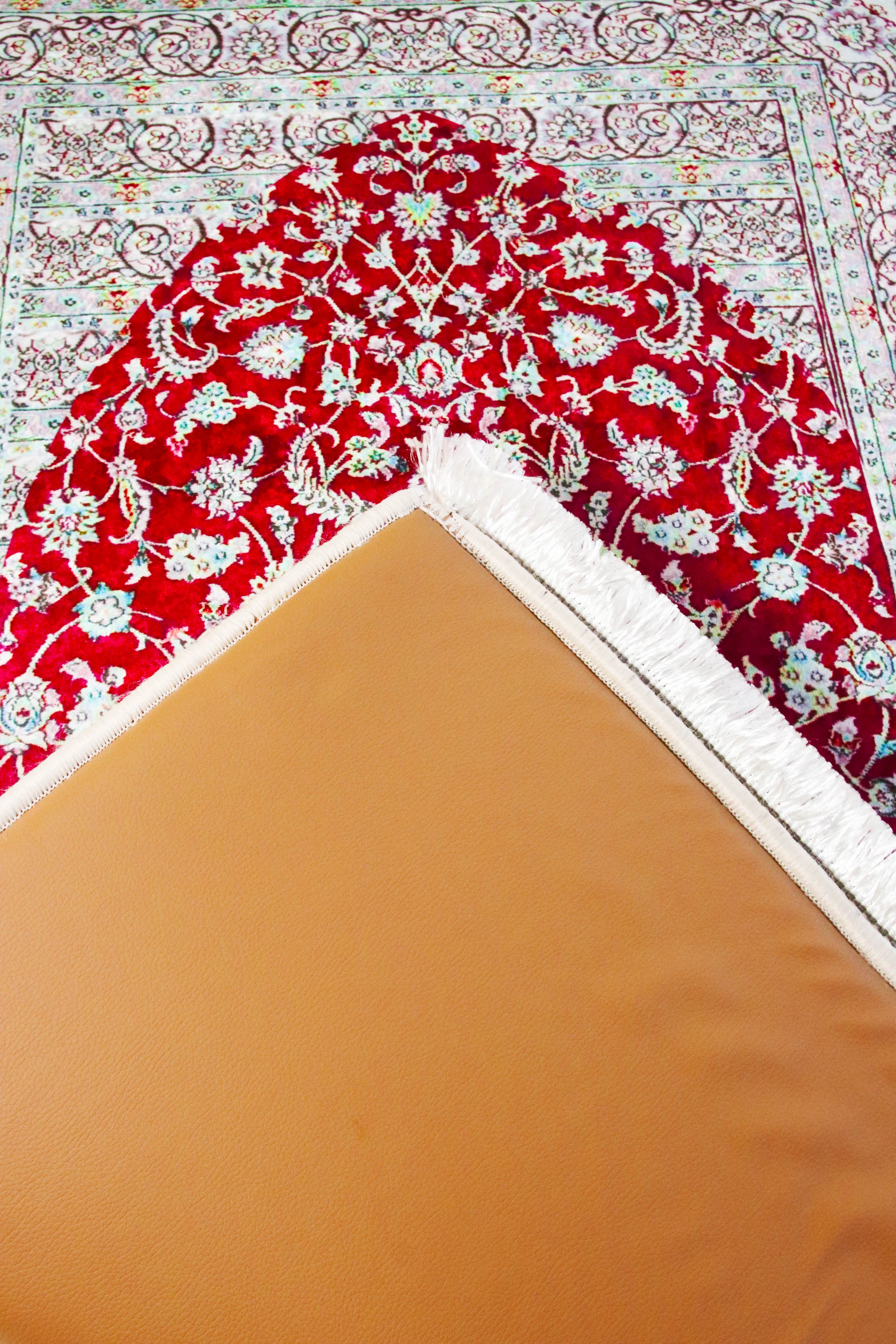 3 CM Süngerli Ortopedik Seccade - Bordo Kadife Çeyizlik Diz Ağrıtmaz Seccade - Carpetella