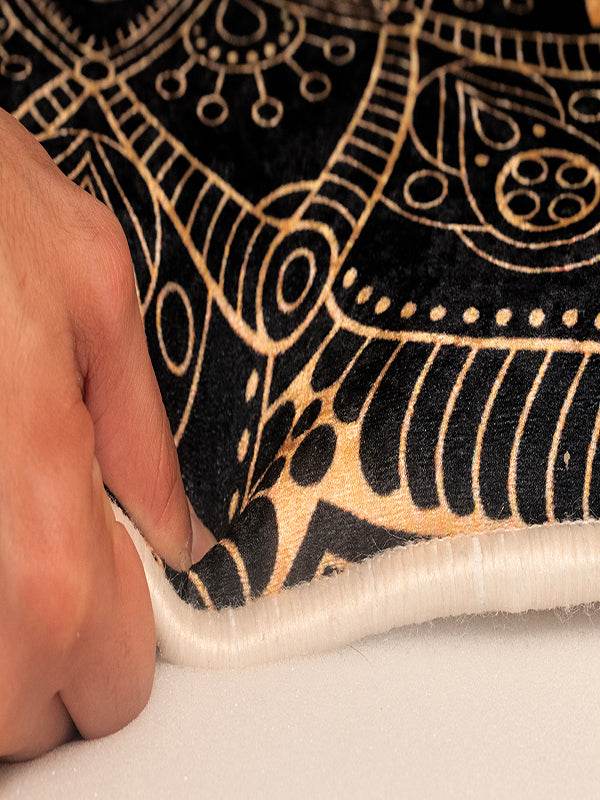 3 CM Süngerli Ortopedik Seccade - Siyah Minimal Kadife Kaymaz Tabanlı - Carpetella