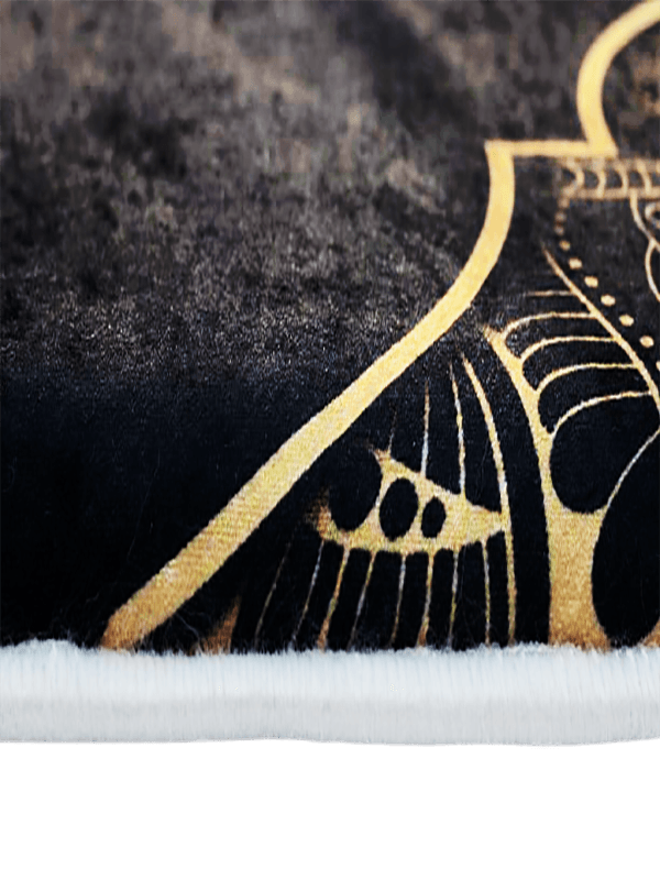 3 CM Süngerli Ortopedik Seccade - Siyah Minimal Kadife Kaymaz Tabanlı - Carpetella