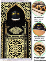 3 CM Süngerli Ortopedik Seccade - Kabe Gold Motifli Lüks - Carpetella