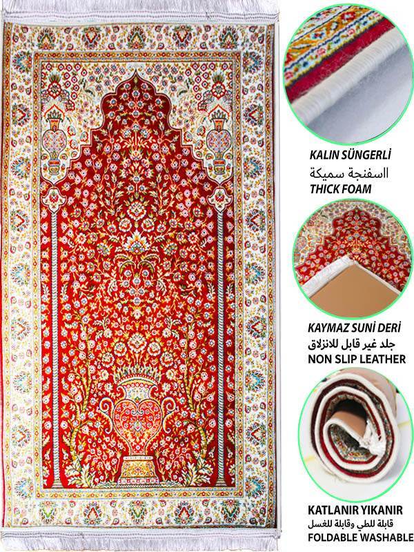 3 CM Süngerli Ortopedik Seccade – Kaymaz Katlanabilir Kadife - Carpetella