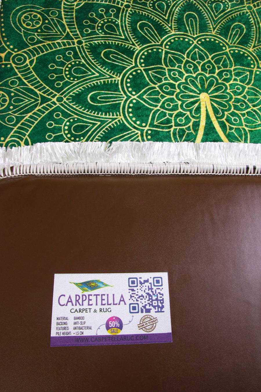 3 CM Süngerli Ortopedik Seccade - Yeşil Kadife Diz Ağrıtmaz 70x120cm - Carpetella