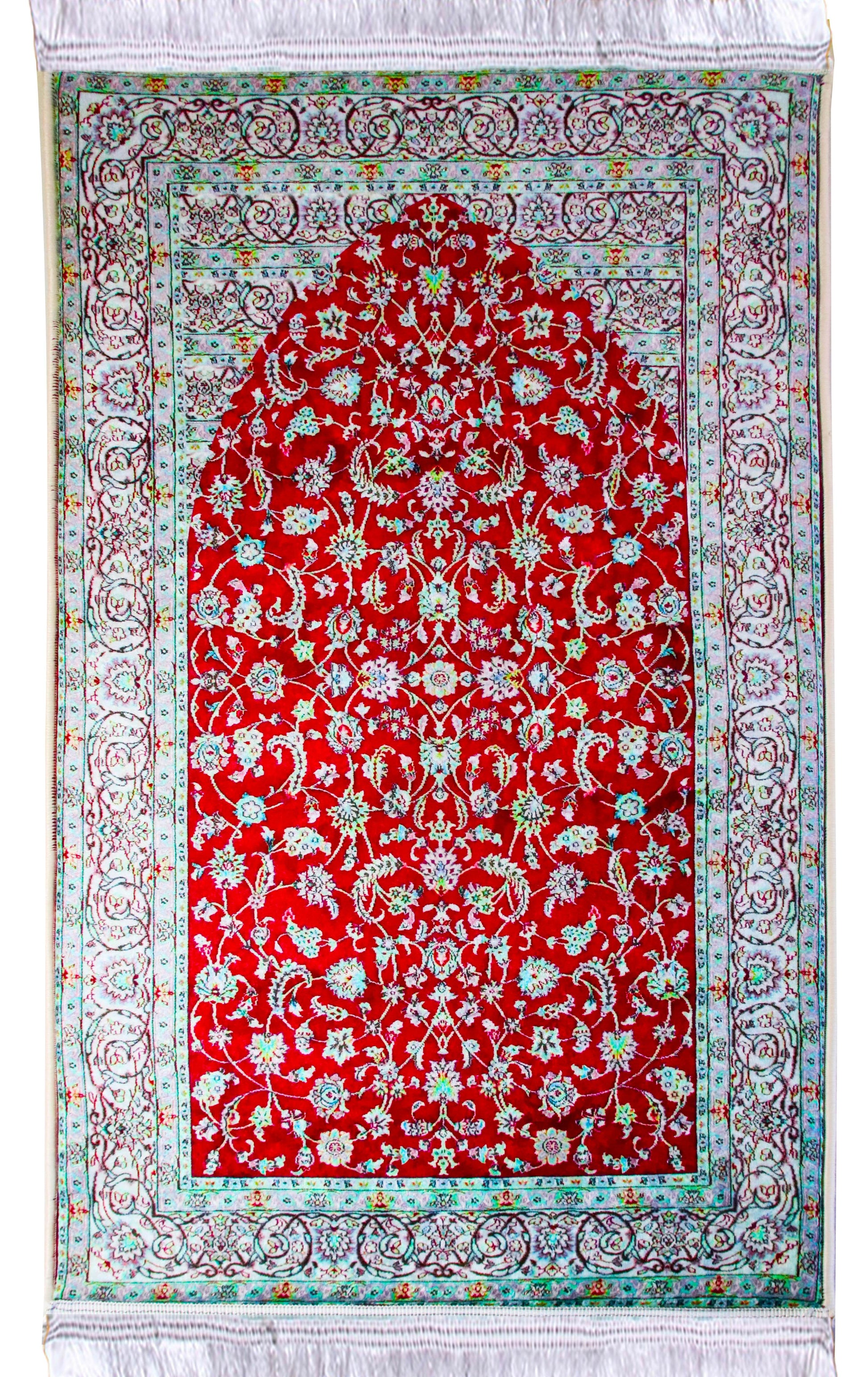 3 CM Süngerli Ortopedik Seccade - Bordo Kadife Çeyizlik Diz Ağrıtmaz Seccade - Carpetella