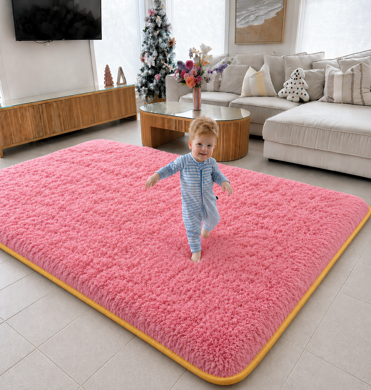 3 cm Süngerli Welsoft Bebek Oyun Matı | Kaymaz Taban Pembe