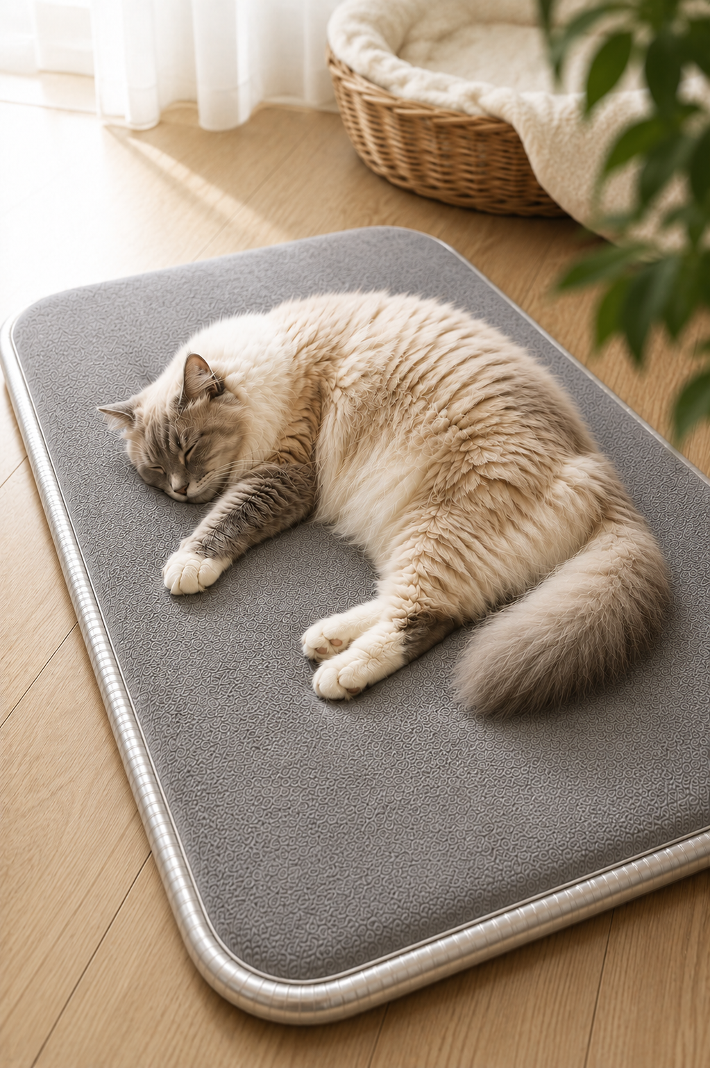 Visco Kedi Köpek Yatağı – 3 CM Hafızalı Sünger, Pati Dostu Gri Kumaş