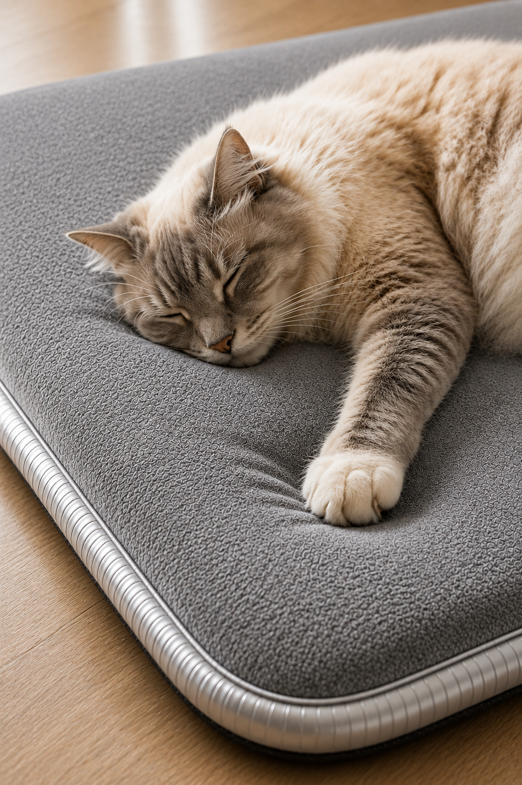 Visco Kedi Köpek Yatağı – 3 CM Hafızalı Sünger, Pati Dostu Gri Kumaş