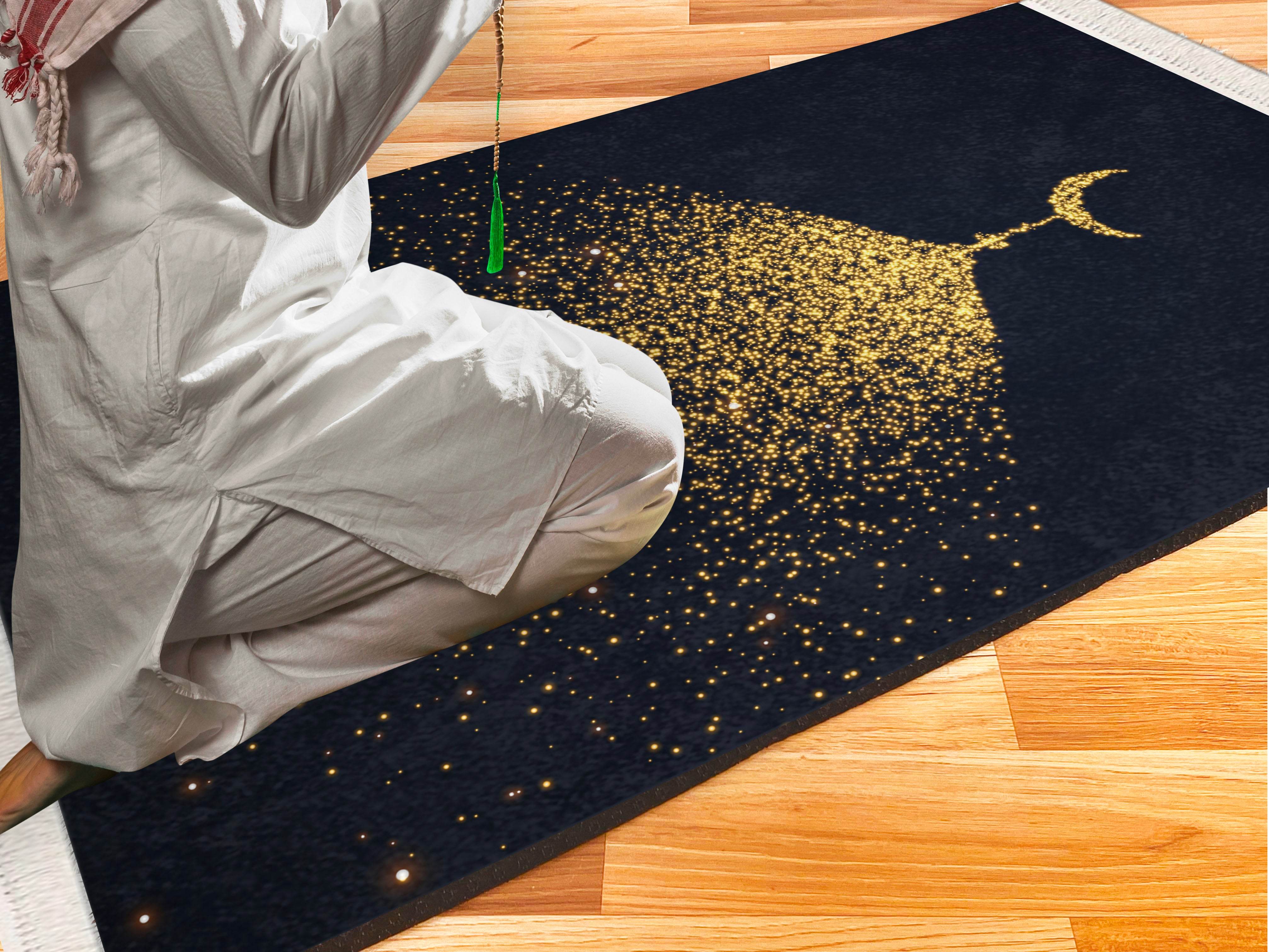 Hilal Keten Astarlı Kadife Seccade - 70x120cm - Carpetella