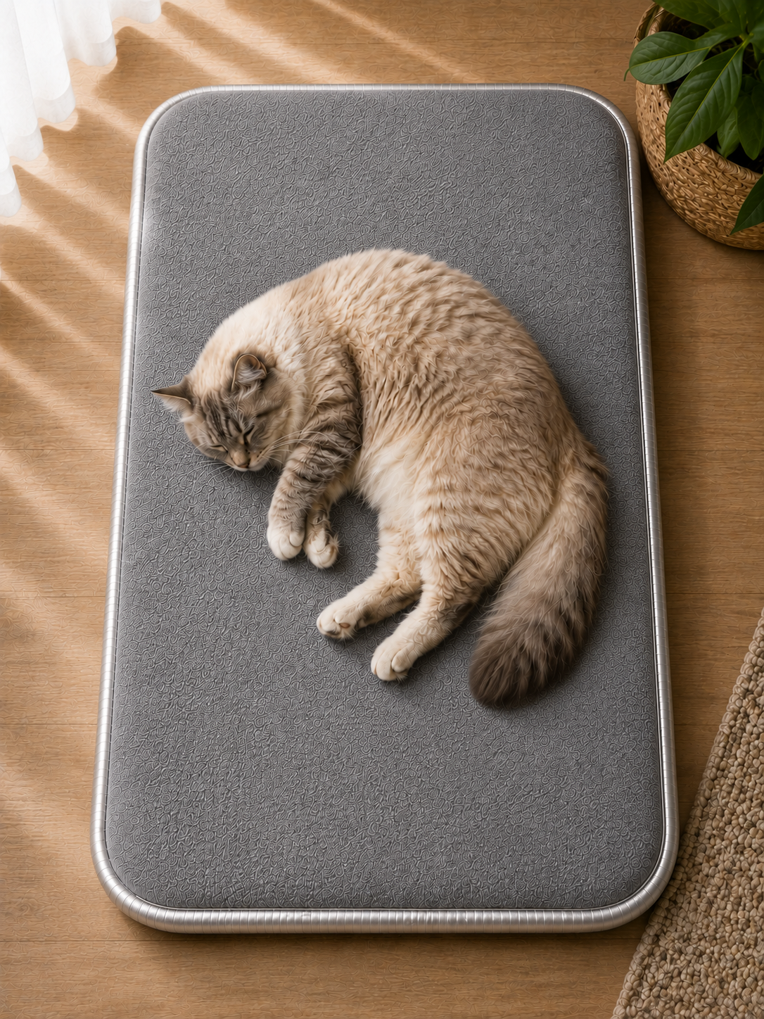 Visco Kedi Köpek Yatağı – 3 CM Hafızalı Sünger, Pati Dostu Gri Kumaş