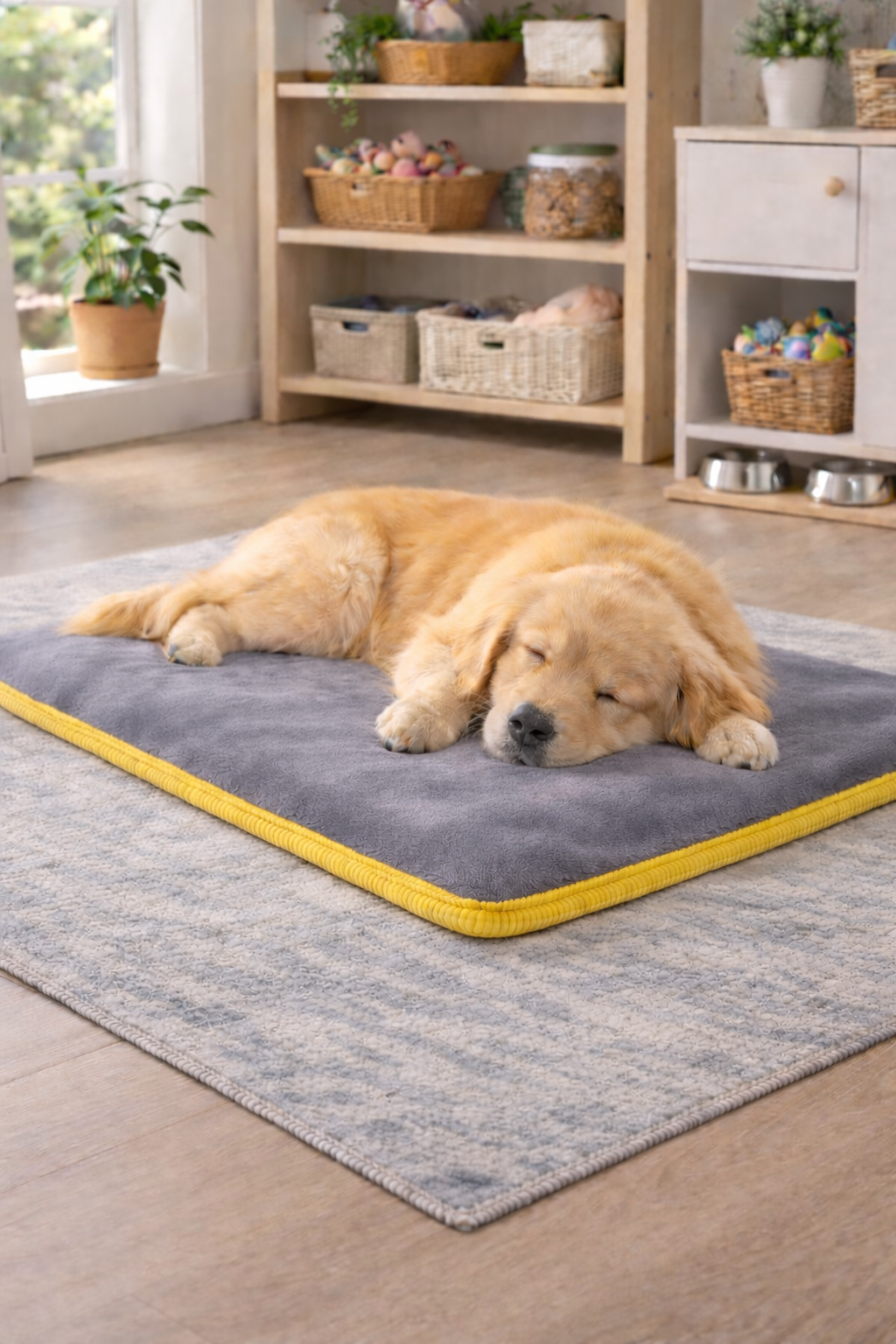 3 CM Süngerli Ortopedik Kedi Köpek Yatağı Gri Süet – Kaymaz Tabanlı Peluş Pet Mat Minderi