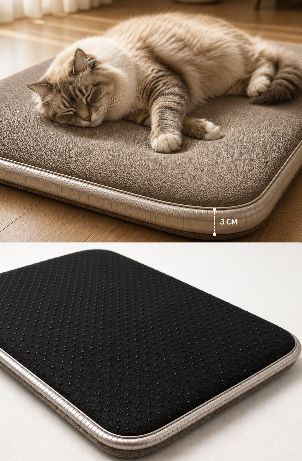 Visco Kedi Köpek Yatağı – 3 CM Hafızalı Sünger, Pati Dostu Vizon Kumaş