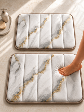 Süngerli Banyo Paspası Seti Kaymaz Taban - 2'li Banyo Halısı Takımı