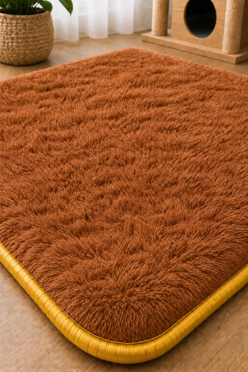 Visco Kedi Köpek Yatağı – 3 CM Hafızalı Sünger, Kahverengi Welsoft Peluş