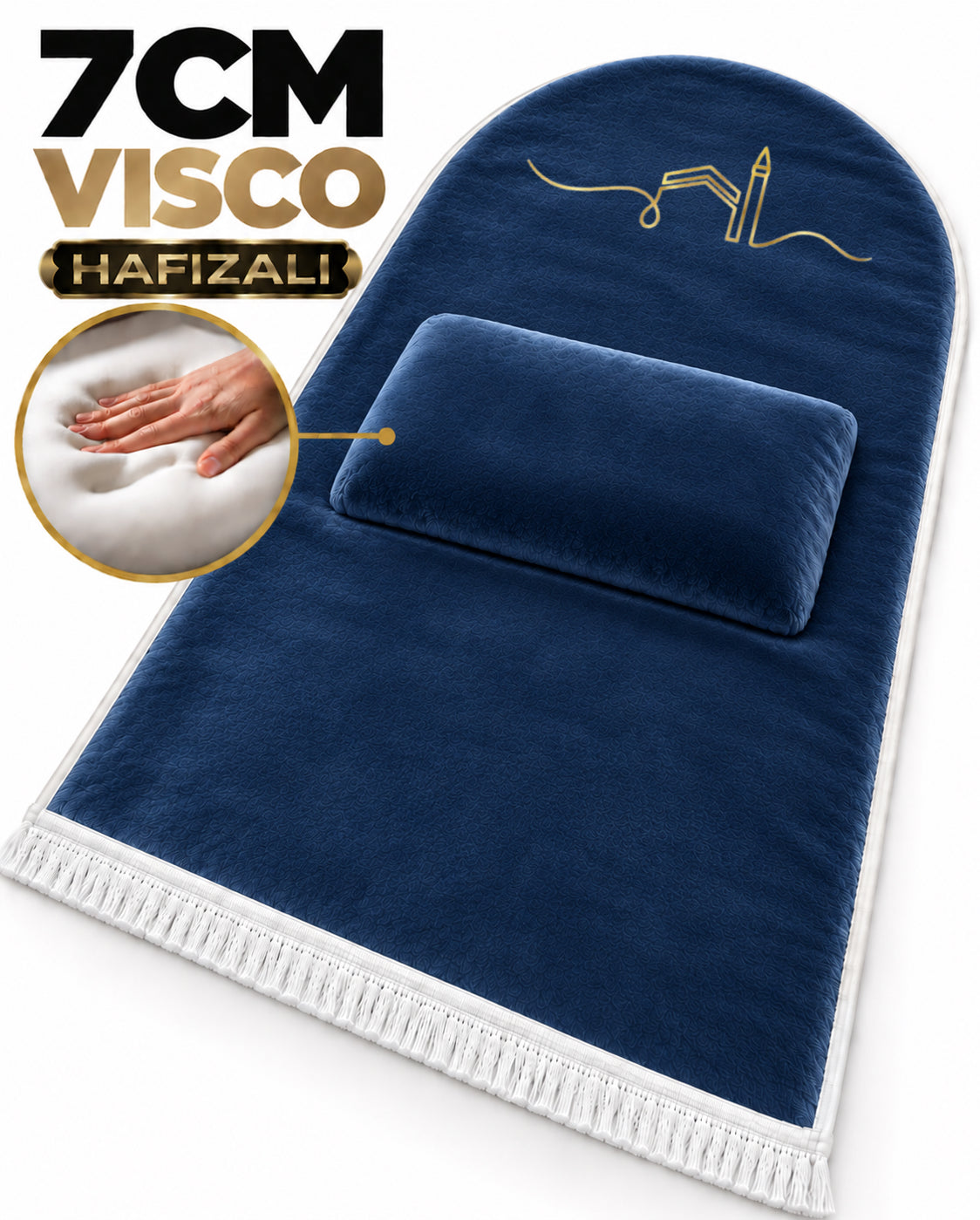 7 CM Ortopedik Seccade Visco Süngerli Diz Ağrıtmaz Lacivert