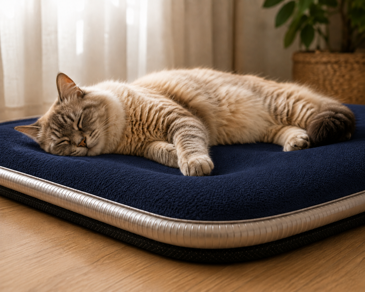 Visco Kedi Köpek Yatağı – 3 CM Hafızalı Sünger, Pati Dostu Lacivert Kumaş