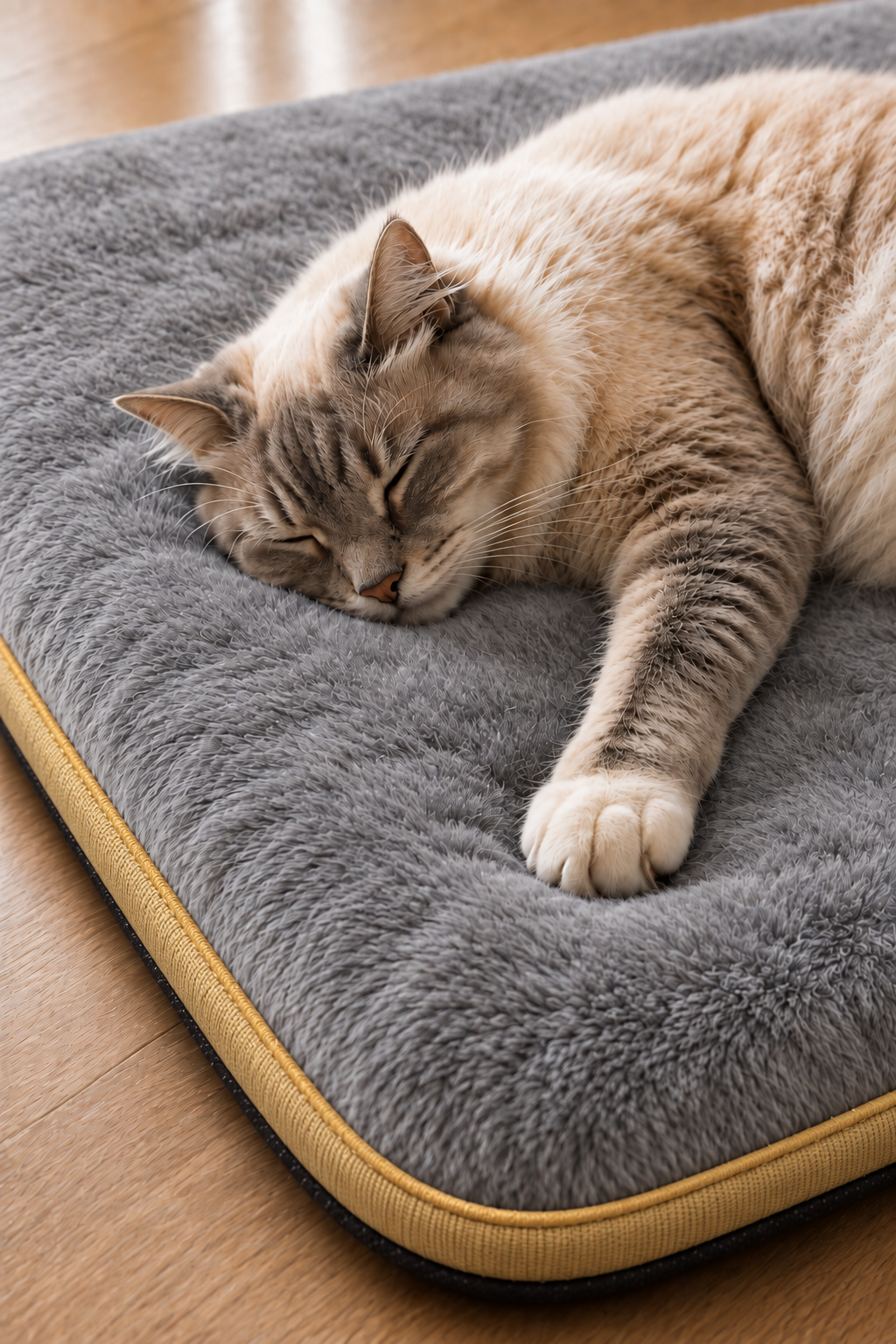 Visco Kedi Köpek Yatağı – 3 CM Hafızalı Sünger, Gri Welsoft Peluş
