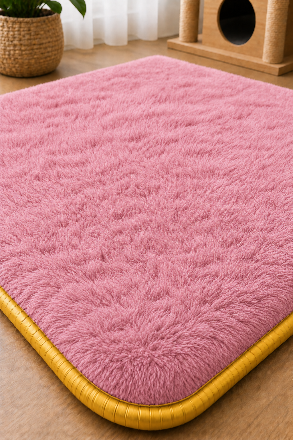Visco Kedi Köpek Yatağı – 3 CM Hafızalı Sünger, Welsoft Pembe Peluş