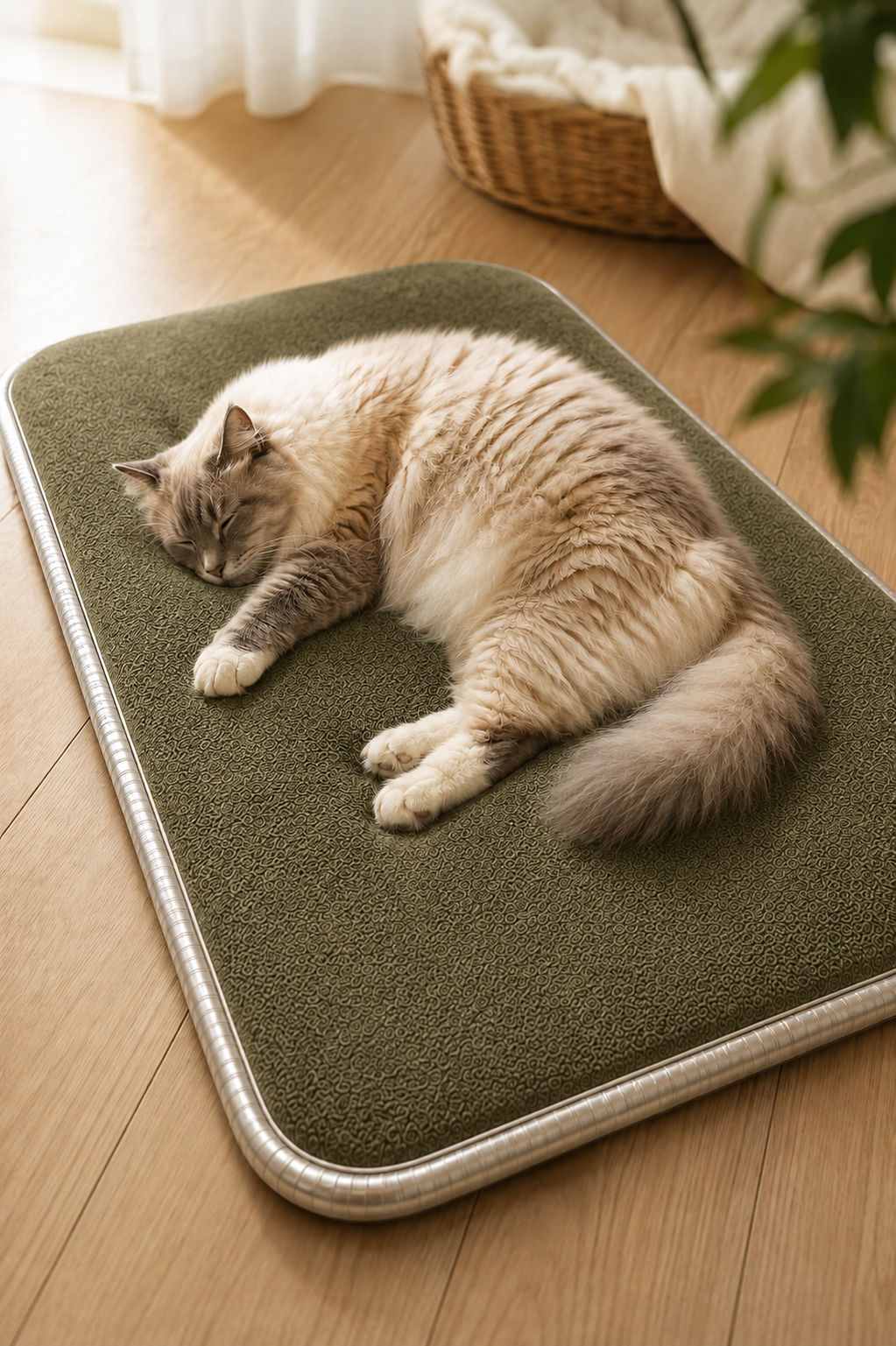 Visco Kedi Köpek Yatağı – 3 CM Hafızalı Sünger, Pati Dostu Haki Kumaş