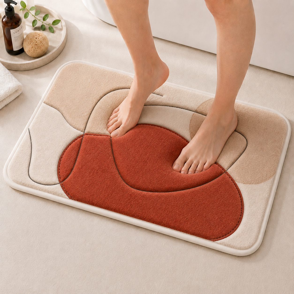 Süngerli Banyo Paspası Seti Kaymaz Taban - 2'li Banyo Halısı Takımı Minimal