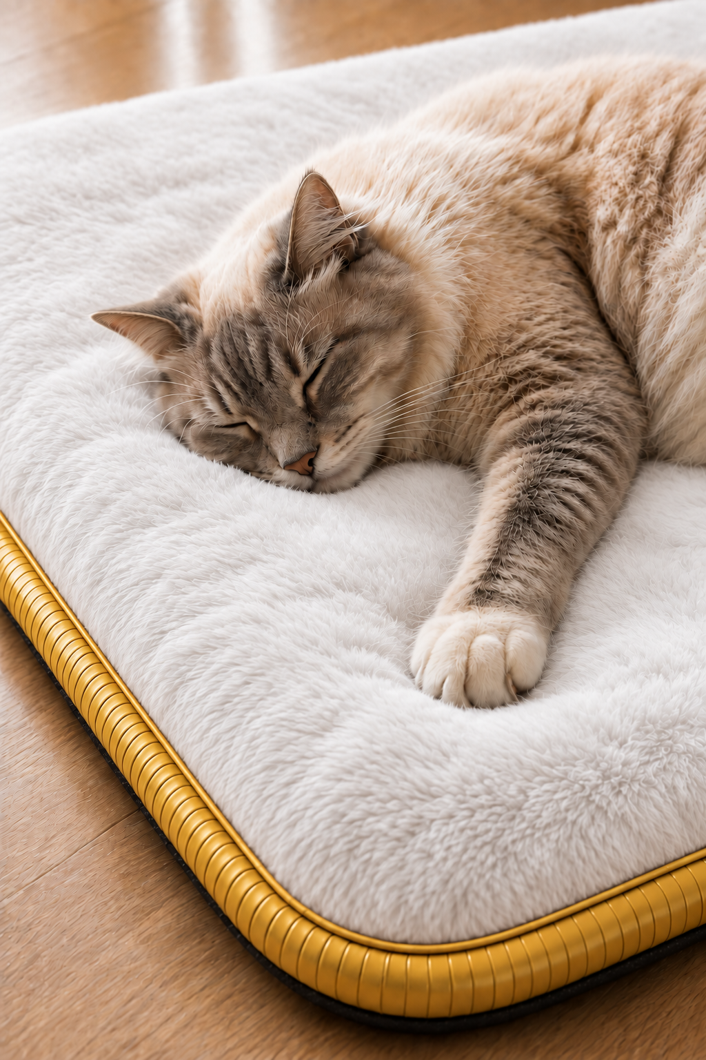 Visco Kedi Köpek Yatağı – 3 CM Hafızalı Sünger, Beyaz Welsoft Peluş