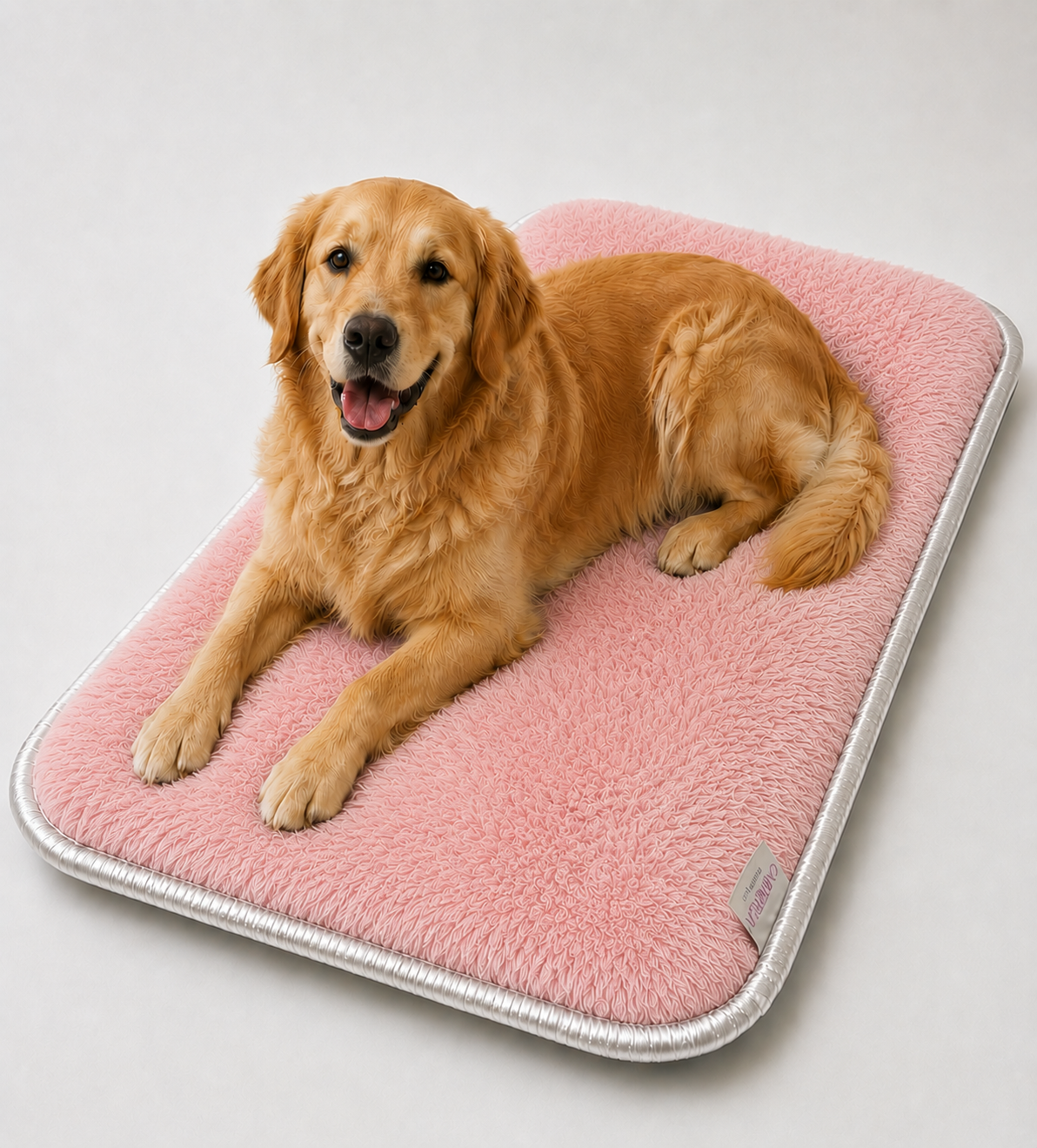 Ortopedik Süngerli Pembe Peluş Kedi Köpek Yatağı ve Battaniye Seti | Kaymaz Tabanlı Evcil Hayvan Minderi