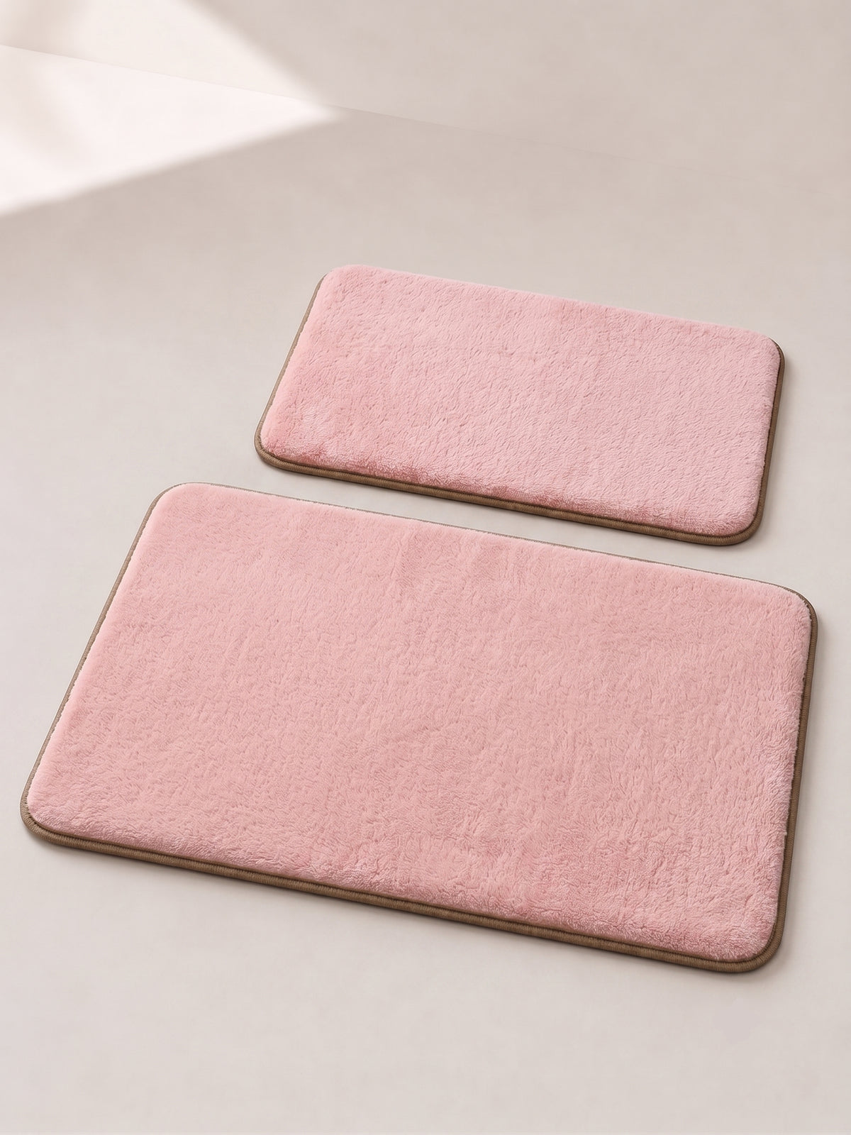 Kaydırmaz Banyo Paspası Seti - 2'li Peluş Banyo Halısı Pembe