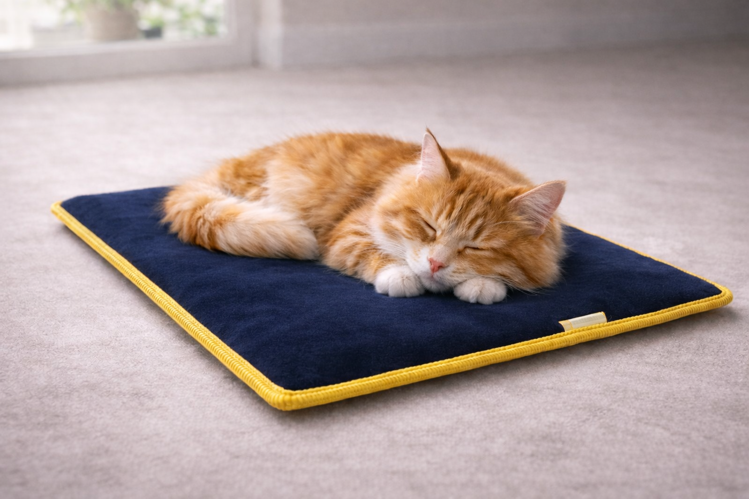 3 CM Süngerli Ortopedik Kedi Köpek Yatağı Lacivert Süet – Kaymaz Tabanlı Peluş Pet Mat Minderi