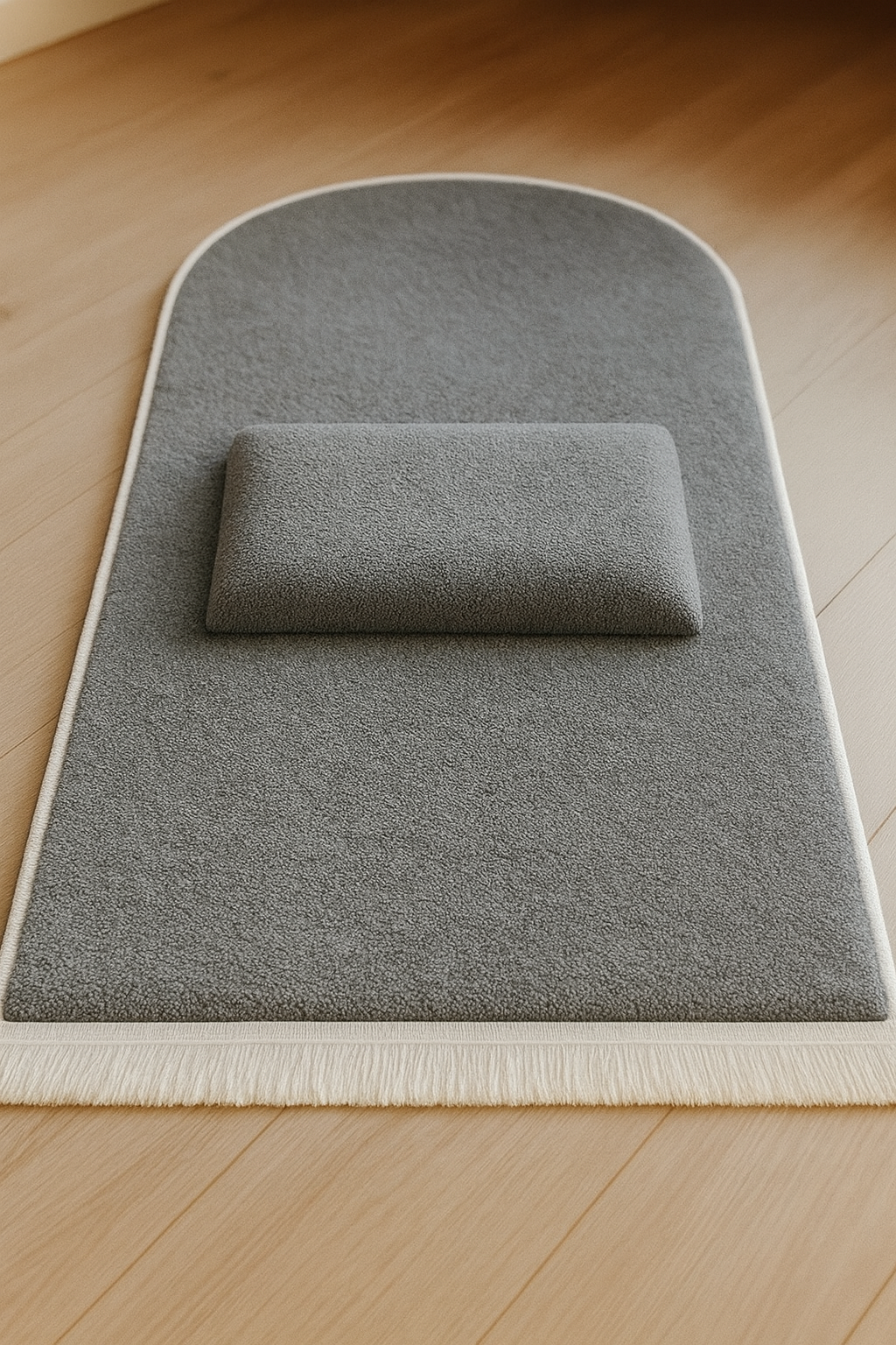 7 CM Ortopedik Ortası Süngerli Diz Ağrıtmaz Gri Peluş Seccade Namazlık